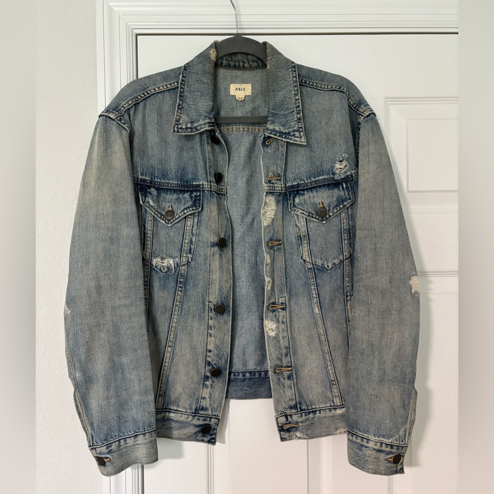 ABLE The Merly Jacket - Distressed Denim Jean Jacket
